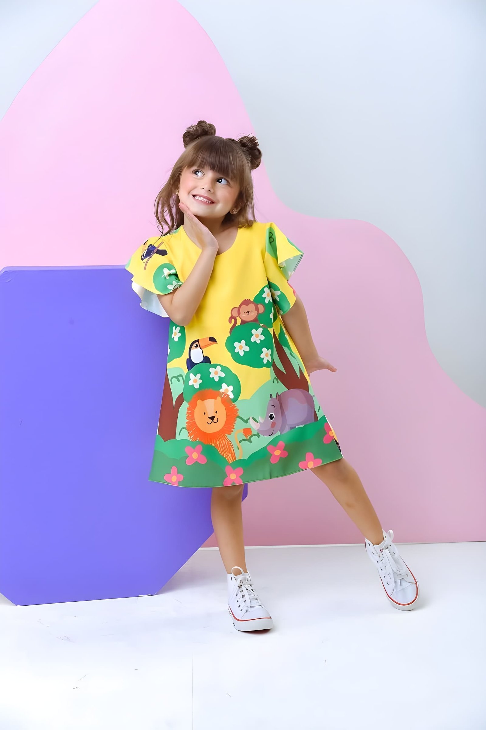 Vestido Manga Godê - Floresta