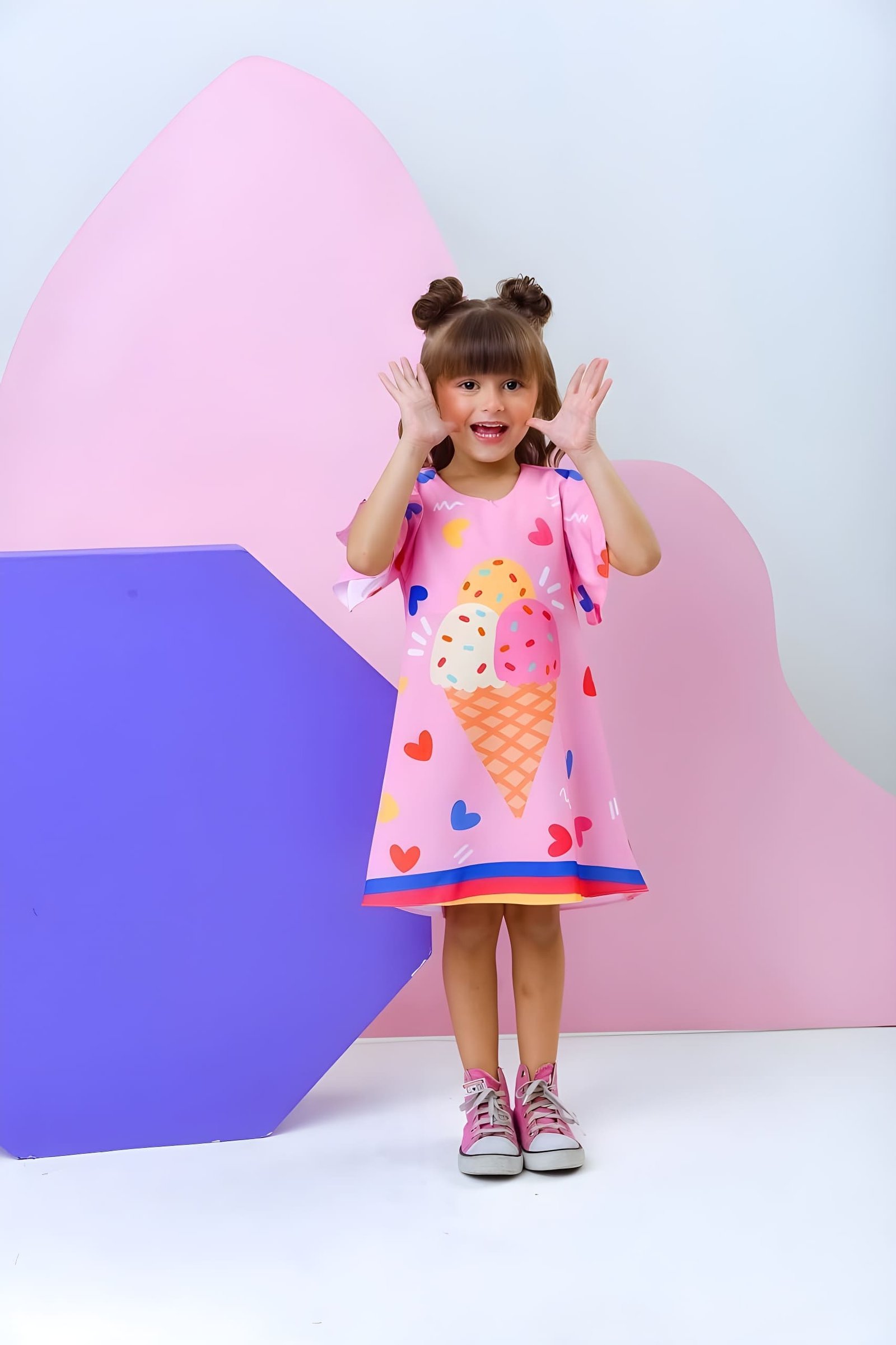 Vestido Manga Godê- Sorvete