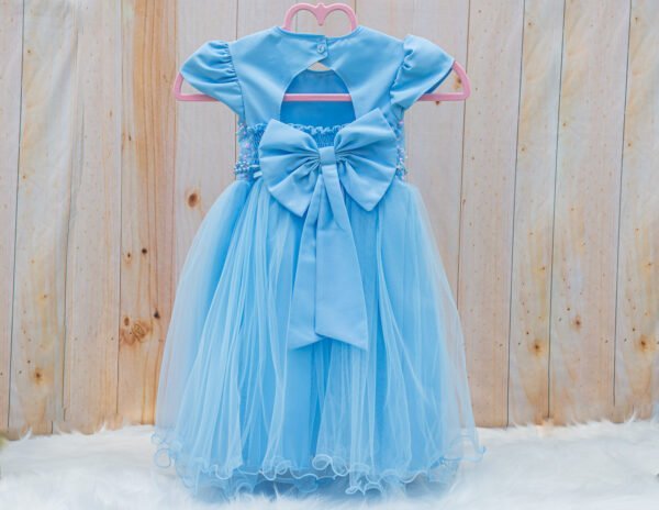 Vestido azul corpete bordado com pedraria - Image 3