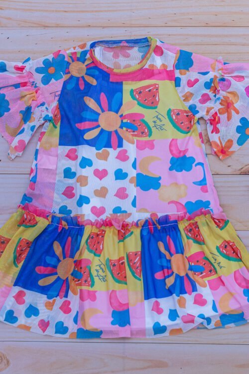 Vestido em tule - Melancia