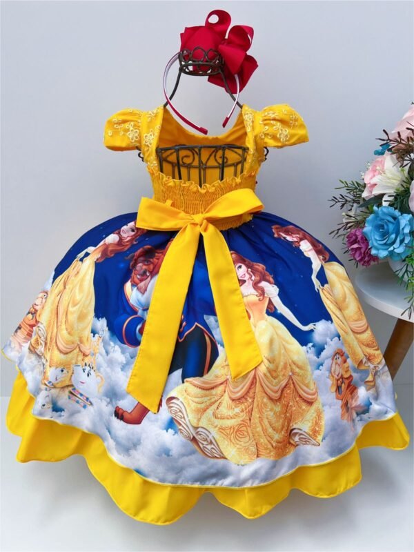 Vestido Infantil Bela e a Fera Amarelo - Image 2