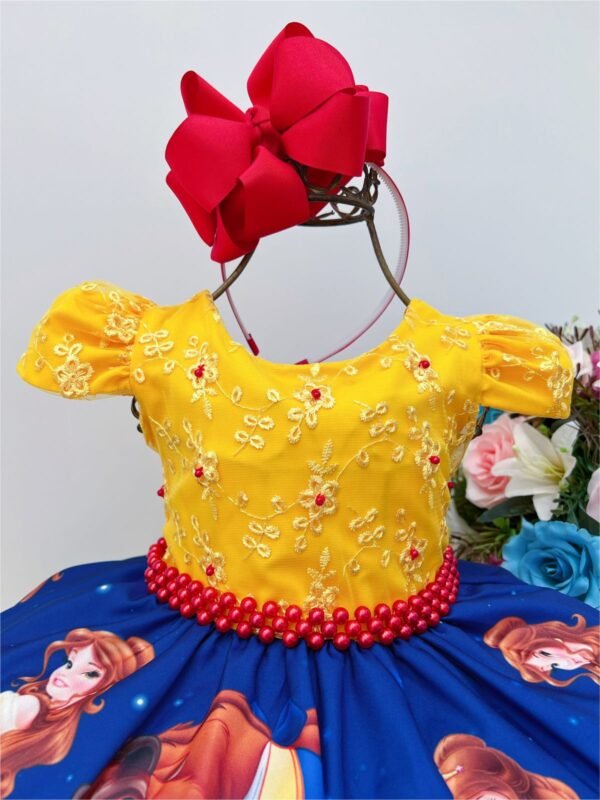 Vestido Infantil Bela e a Fera Amarelo - Image 3