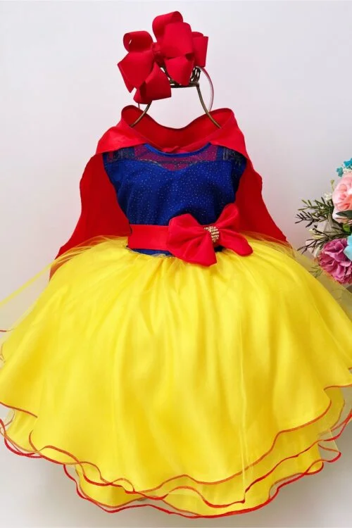 Vestido Infantil Branca de Neve C/ Capa