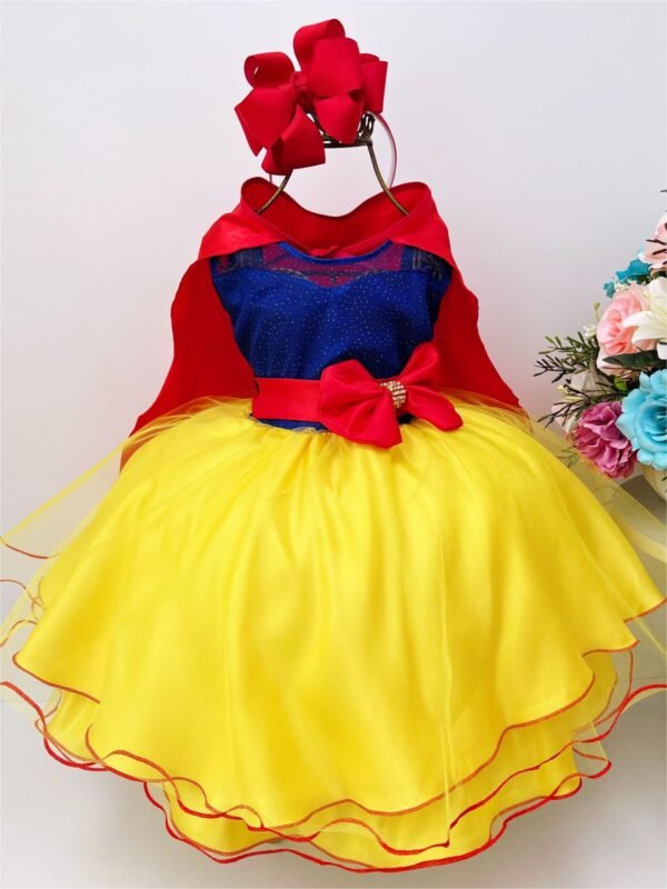 Vestido Infantil Branca de Neve C/ Capa