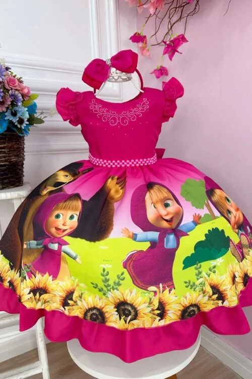 Vestido Infantil Masha e o Urso na Floresta