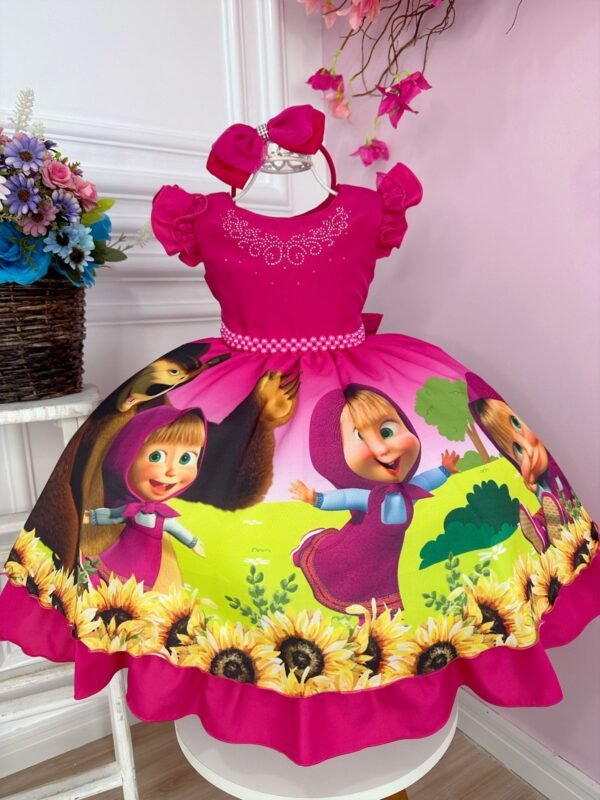 Vestido Infantil Masha e o Urso na Floresta
