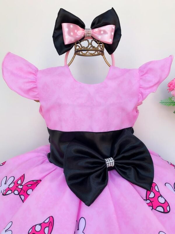 Vestido Infantil Minnie Rosa Luxo - Image 3