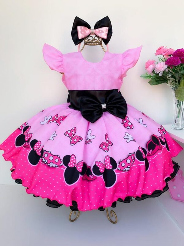 Vestido Infantil Minnie Rosa Luxo