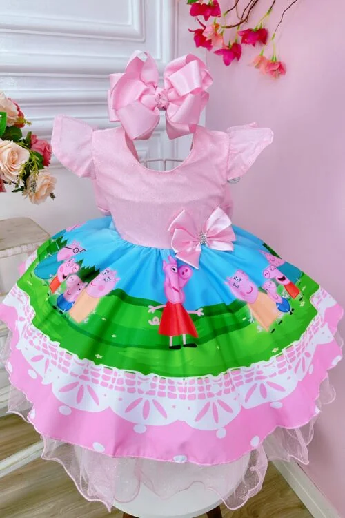 Vestido Infantil Peppa Pig Rosa