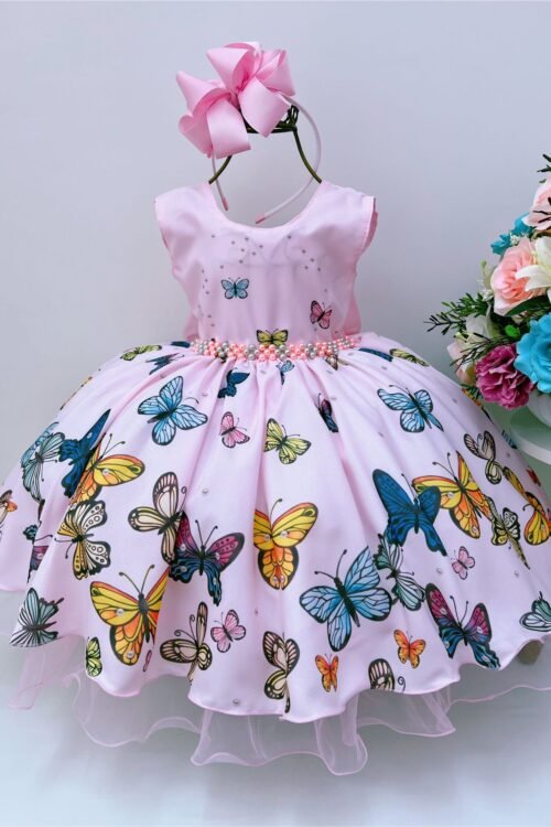 Vestido Infantil Jardim das Borboletas