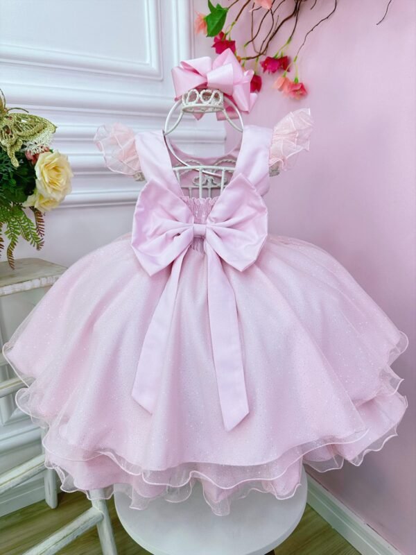 Vestido Infantil Rosa Bailarina Saia C/ Glitter - Image 2