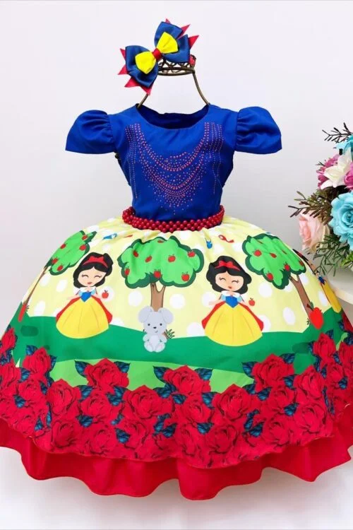 Vestido Infantil Branca de Neve