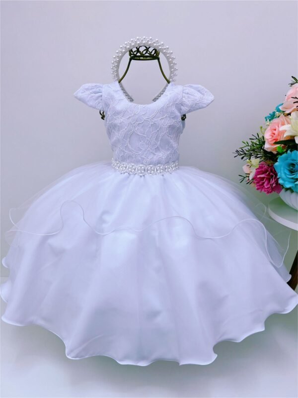 Vestido Infantil Branco Renda