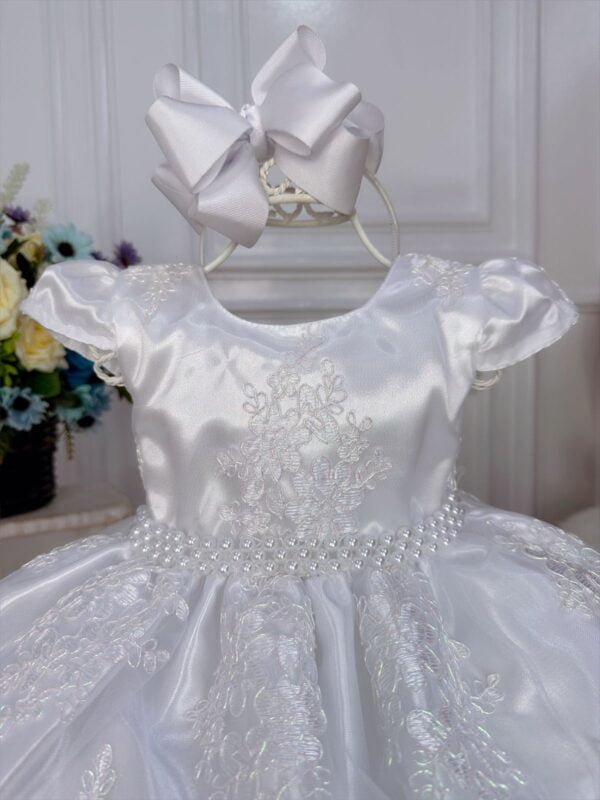 Vestido Infantil Branco C/ Renda Realeza - Image 3